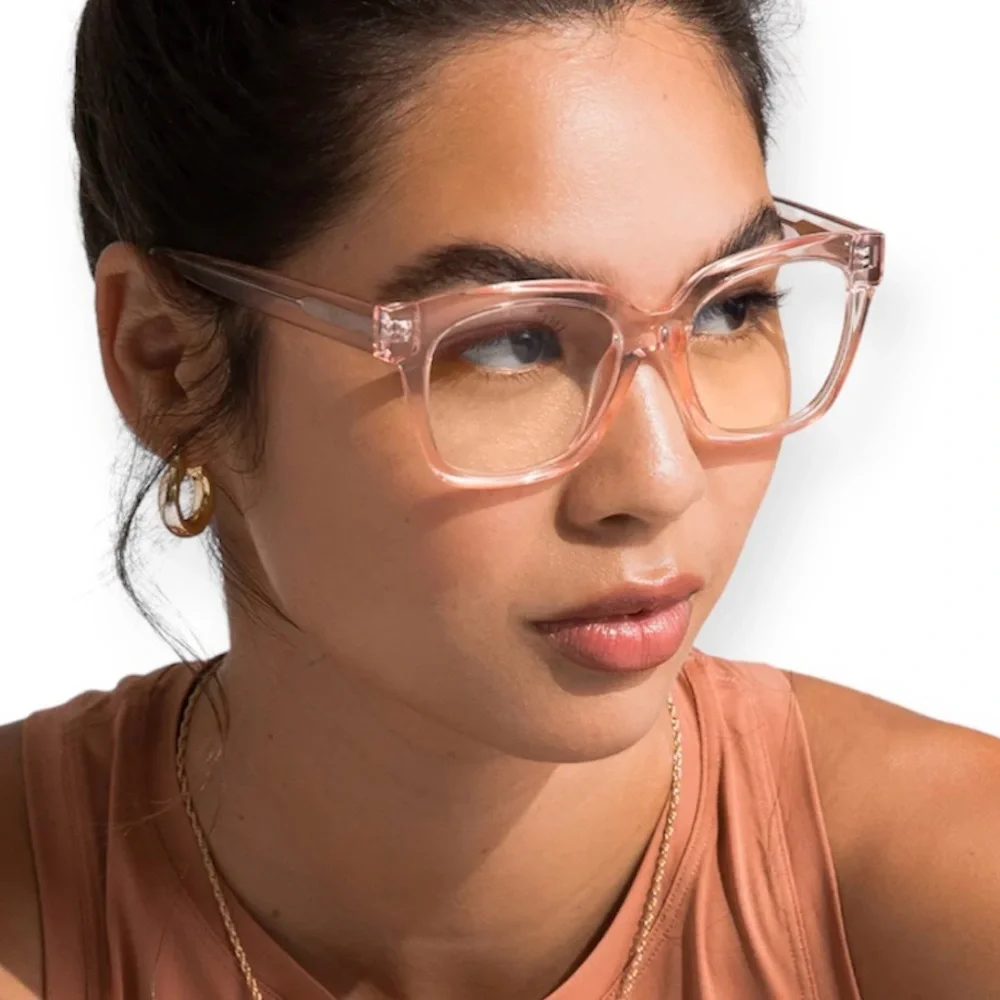 DIFF Bluelight Glasses Light Pink Crystal Frame Blue Light Technology Lens NWT